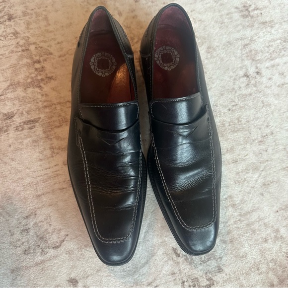 Mezlan Toulon Black Leather Slip-on Dress Shoes Loafers Men’s Sz 10 - Picture 7 of 9